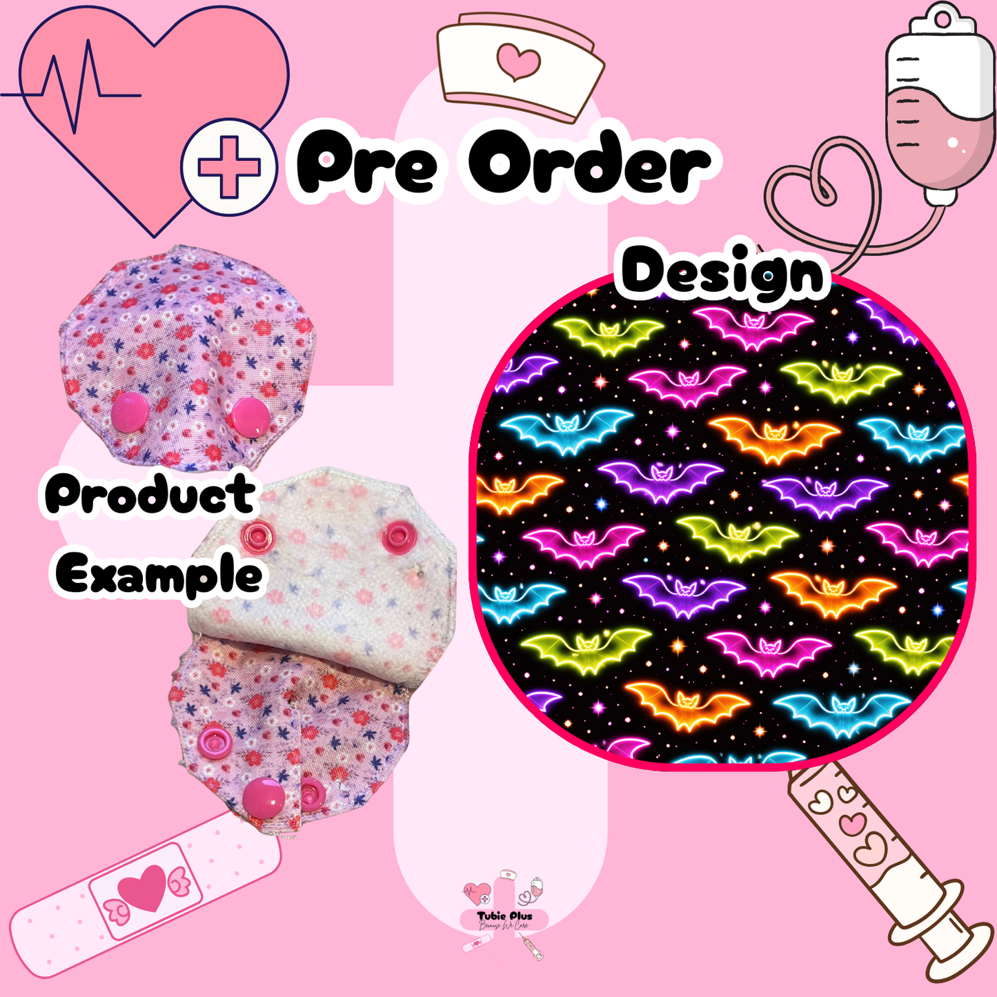 Neon Bat Covered Tubie Pad