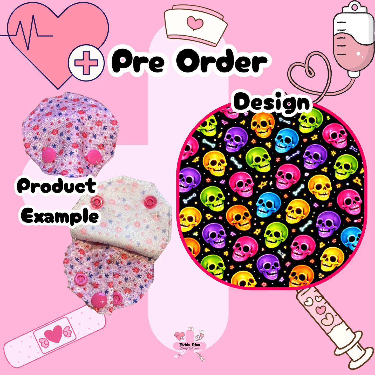 Neon Skull Covered Tubie Pad