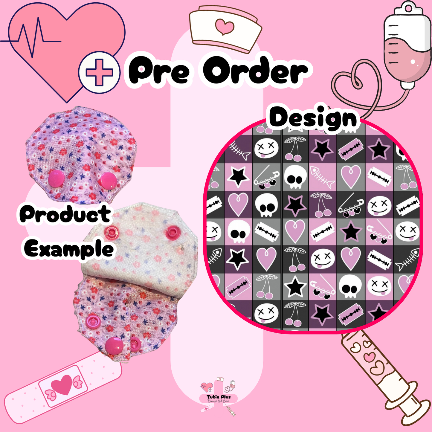 Pink Goth Check Covered Tubie Pad