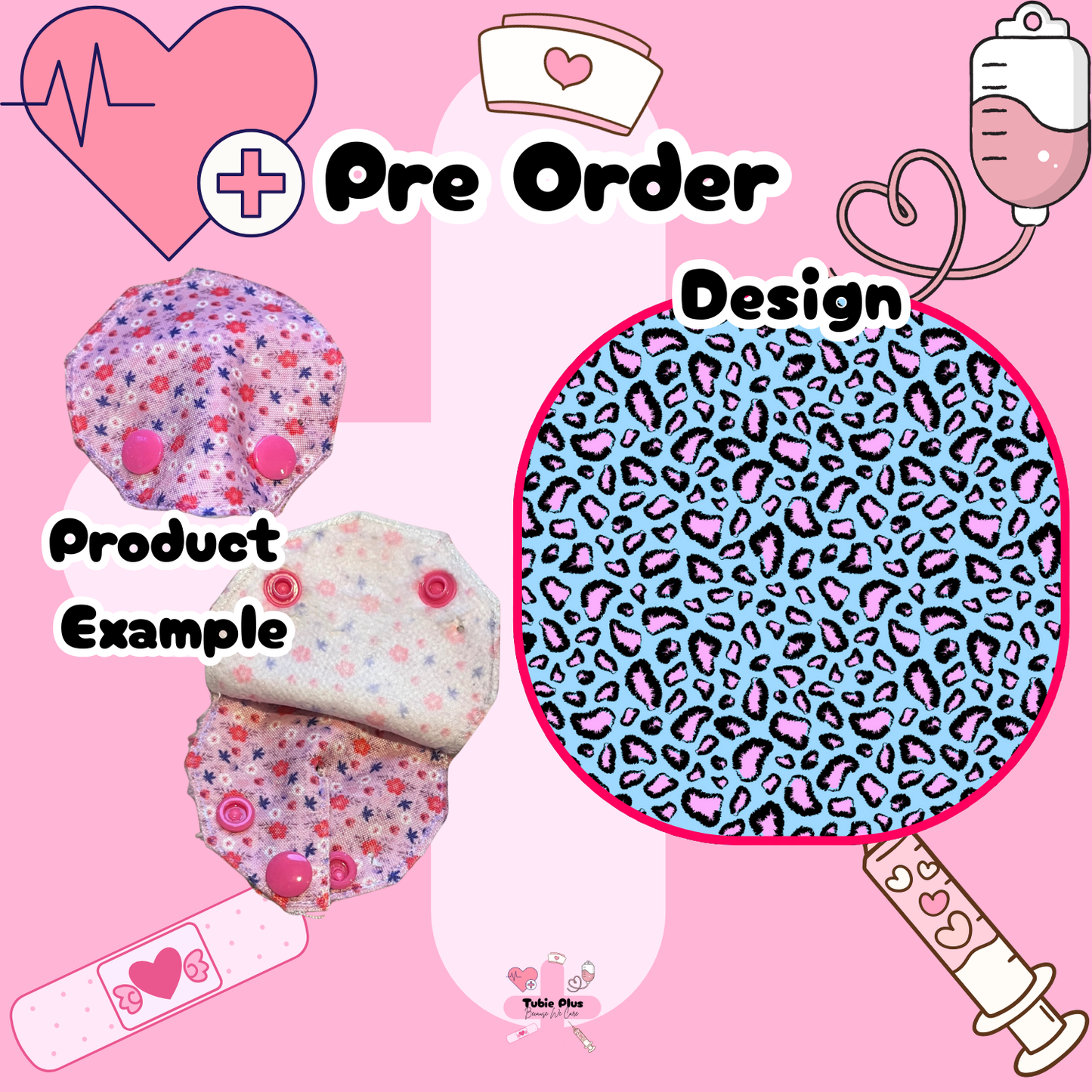 Leopard Pink Print Covered Tubie Pad