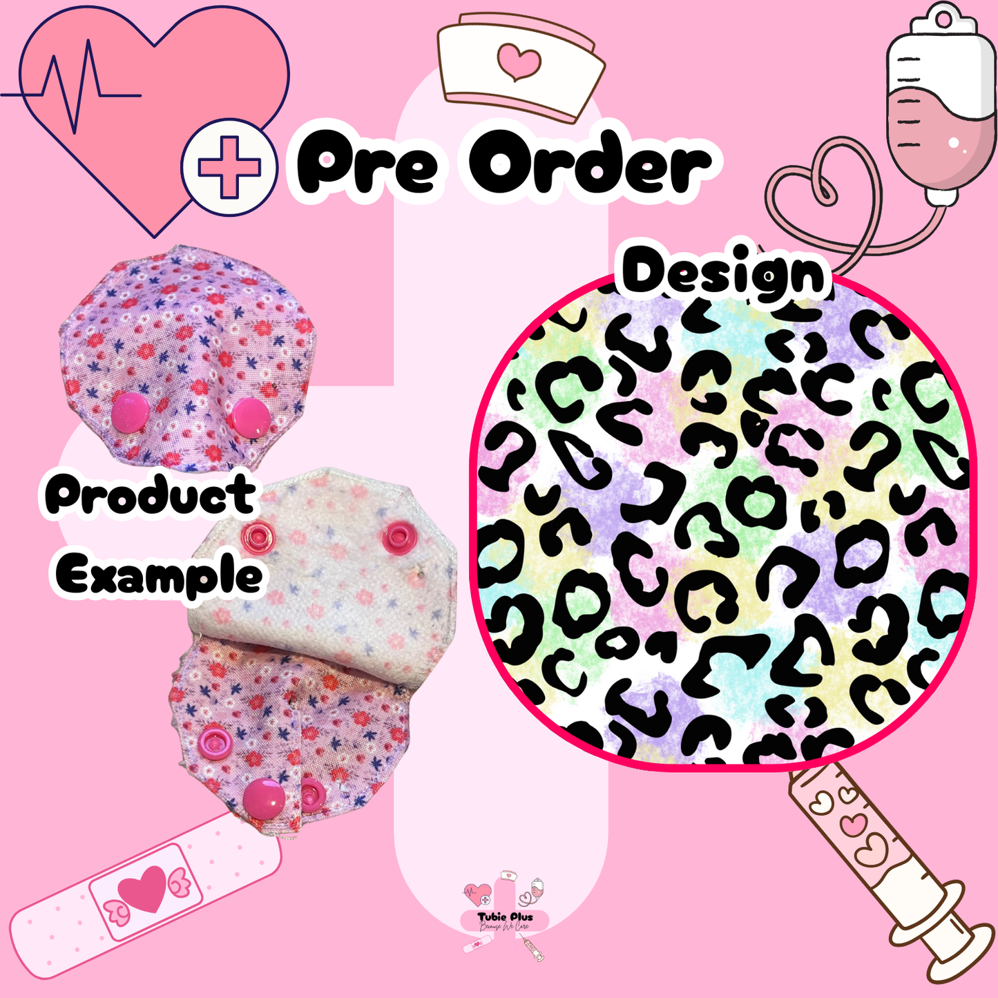 Rainbow Leopard Print Covered Tubie Pad