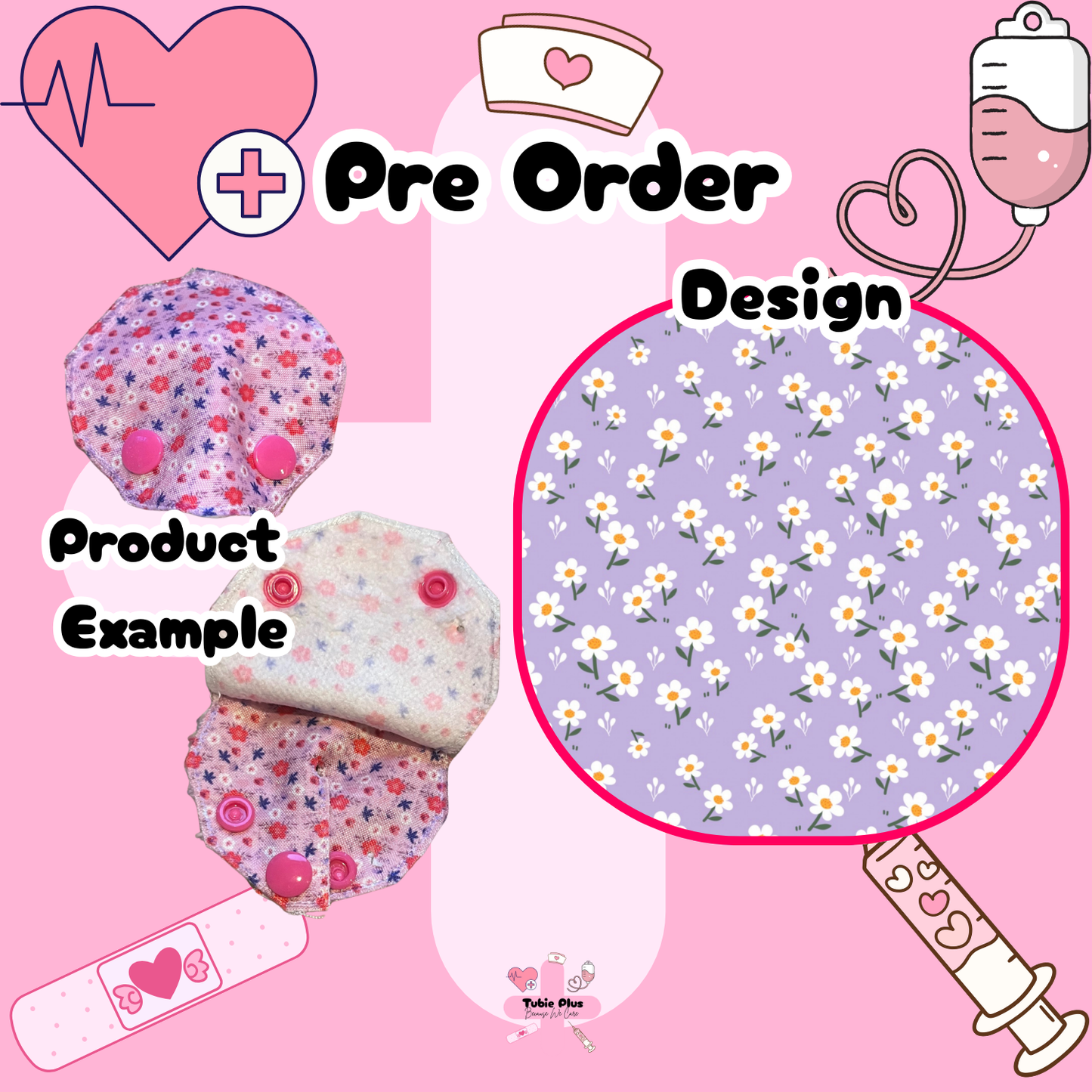 Purple Daisy Stalk Covered Tubie Pad