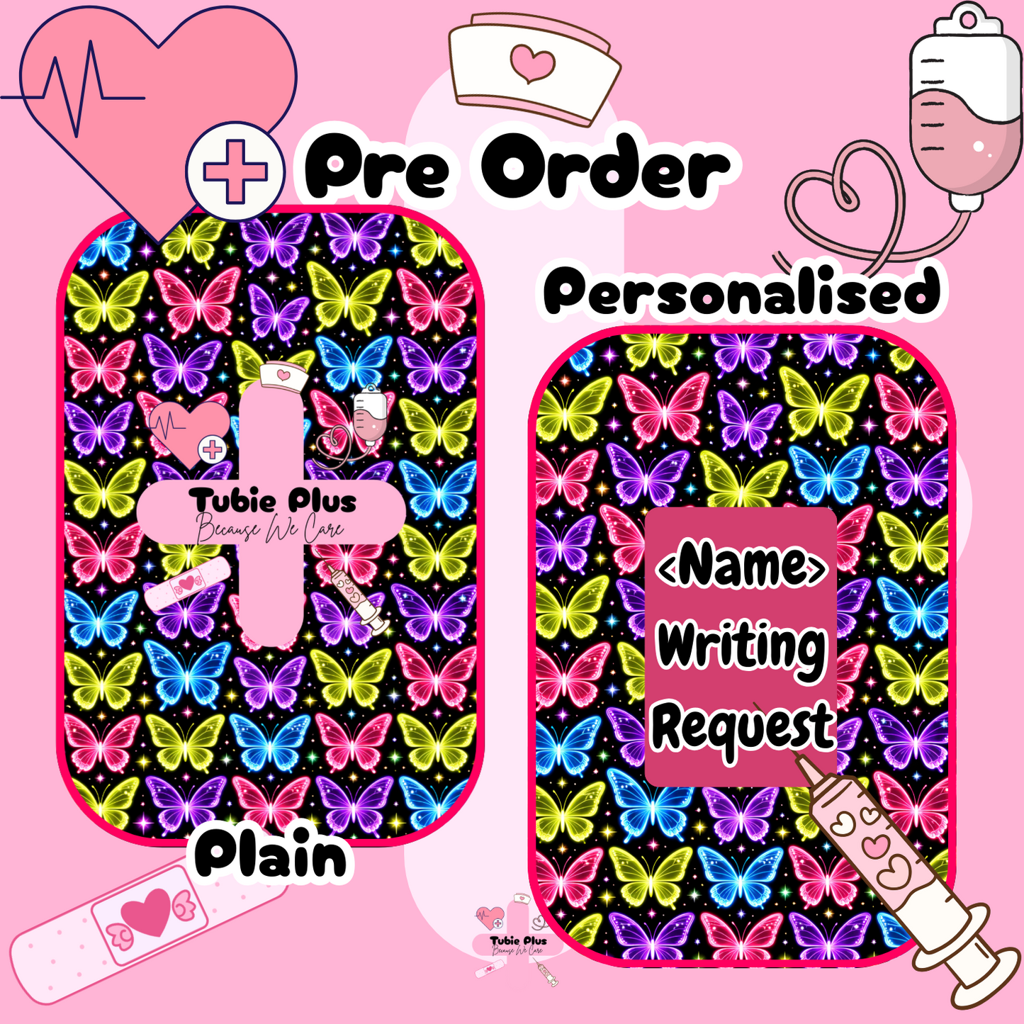 Neon Butterfly Black Notebook