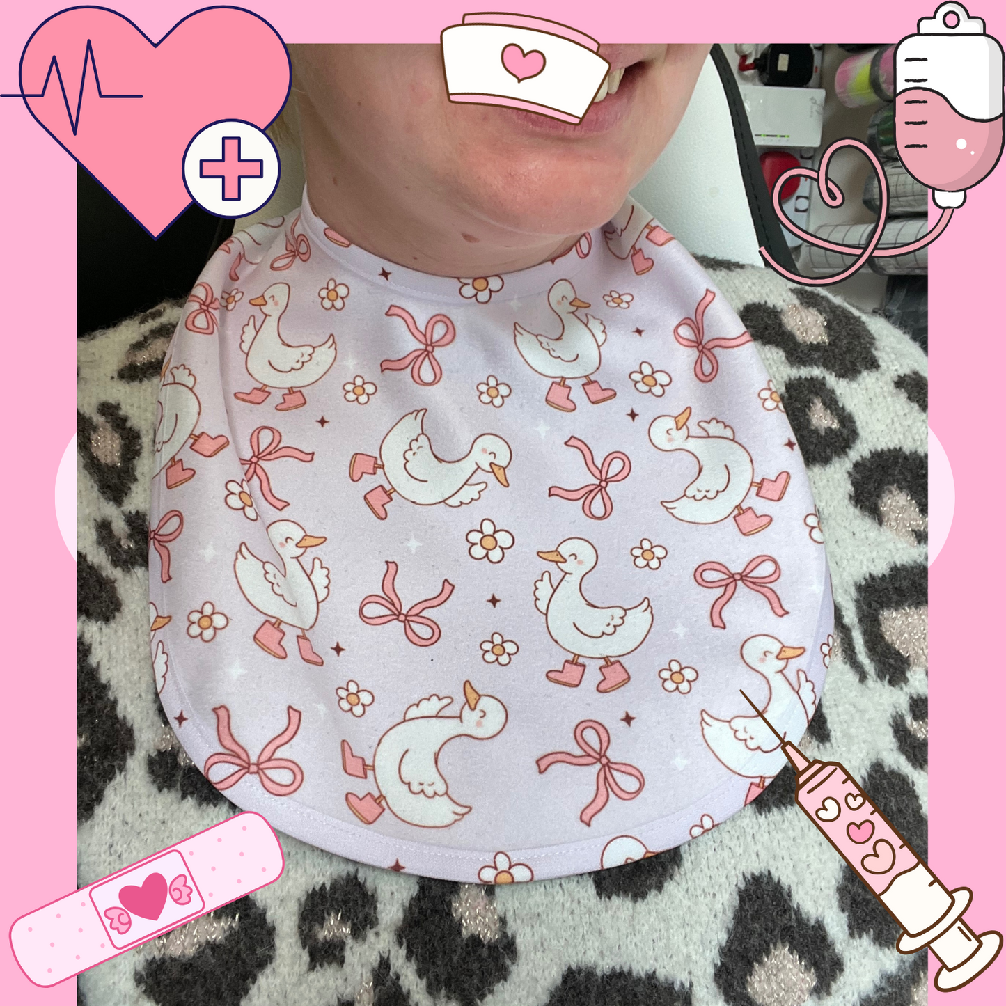 Pink Welly Goose Fleece Bib