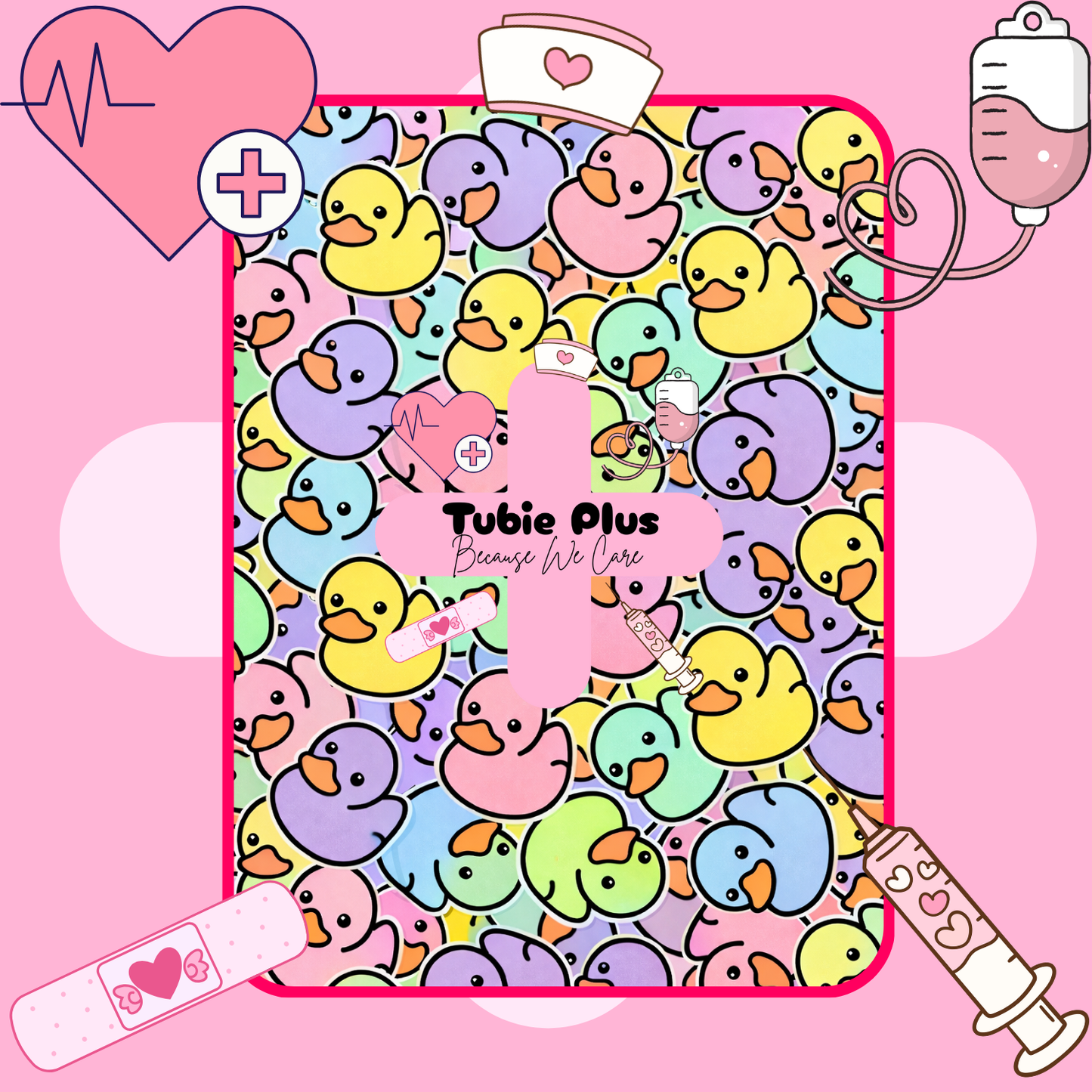 Rainbow Rubber Ducks 2 in 1 Syringe Roll & Med Mat