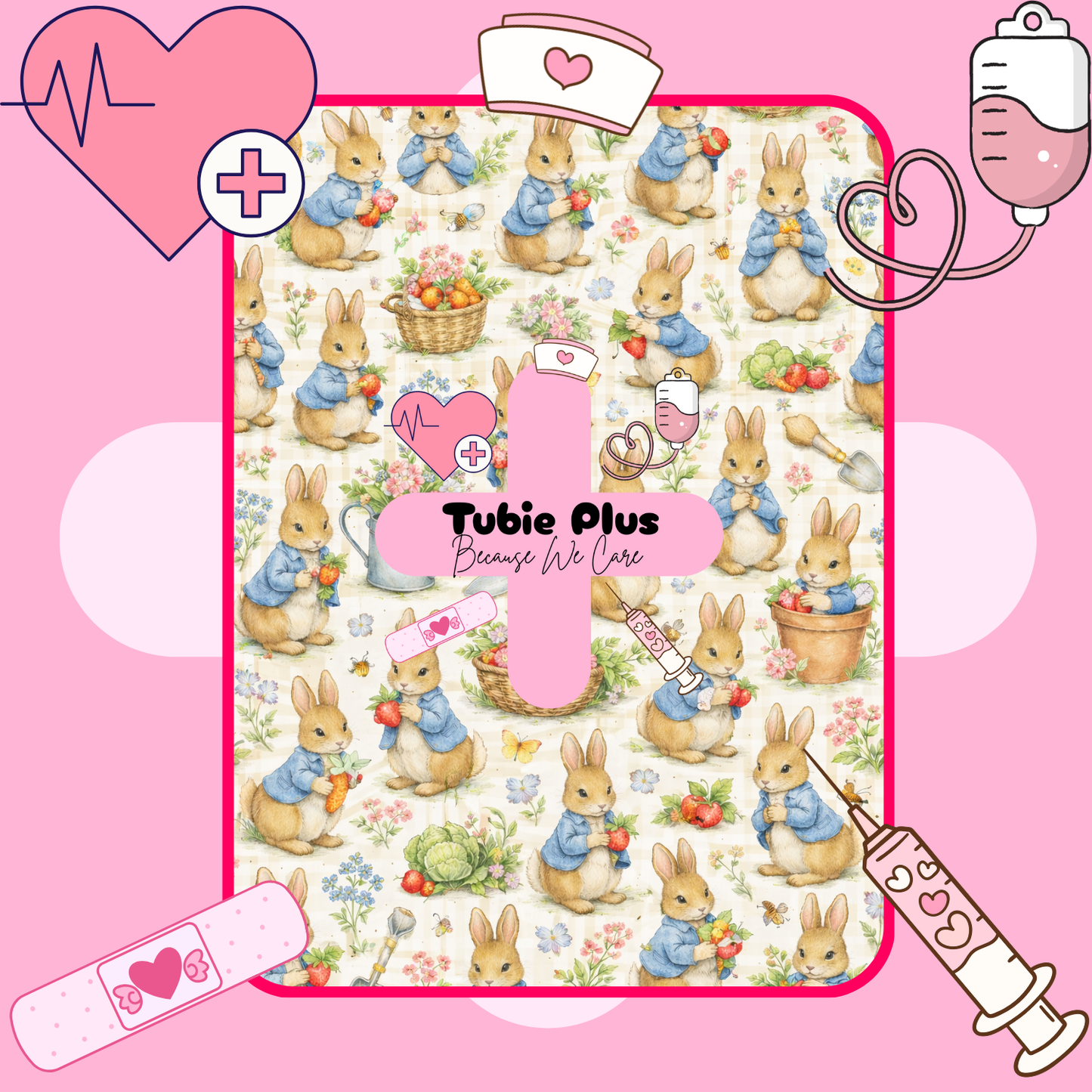 Strawberry Picnic Rabbit Peter Tubie Scrunchie