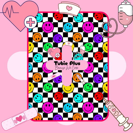 Bright Smiley Check Tubie Scrunchie