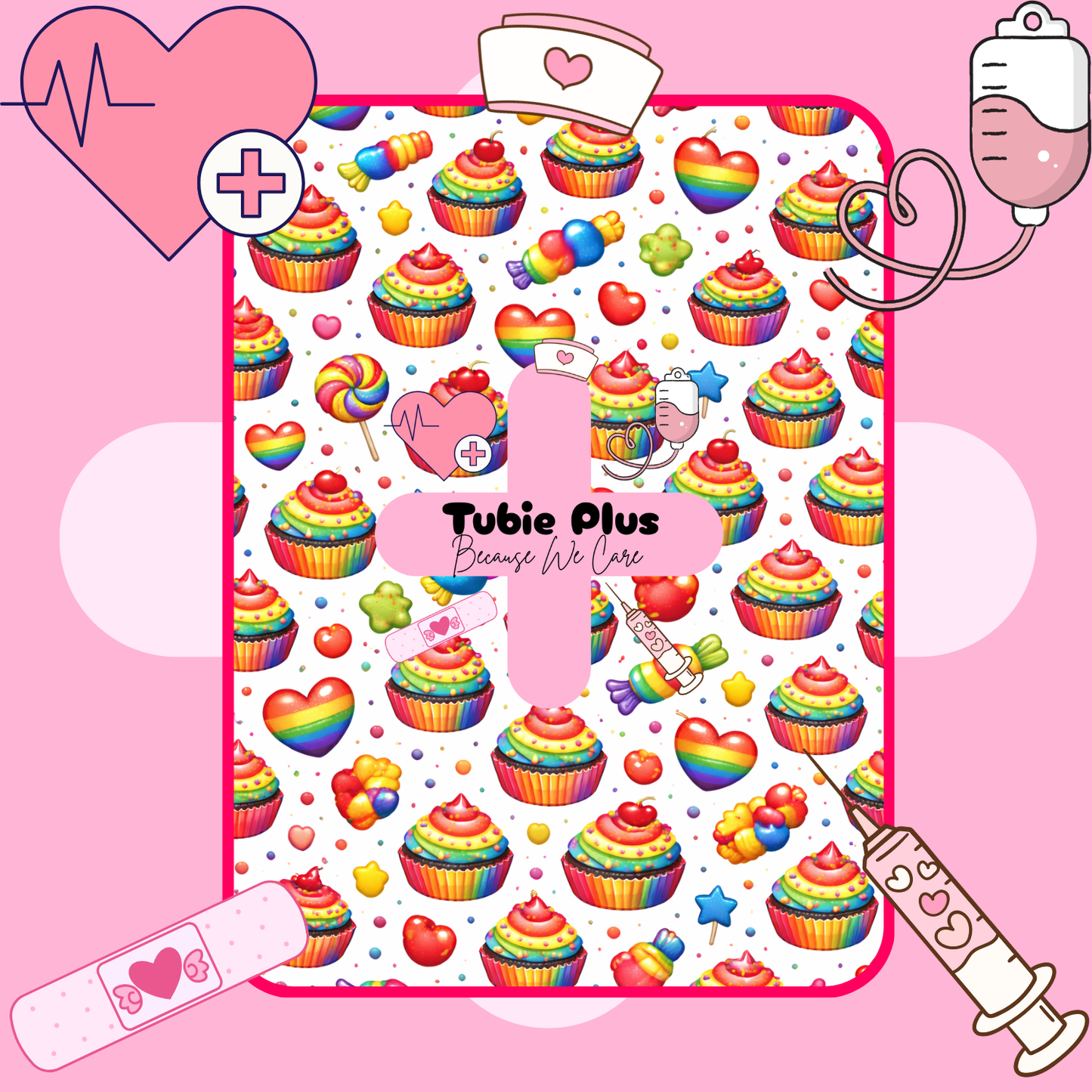 Rainbow Cupcakes Tubie Scrunchie