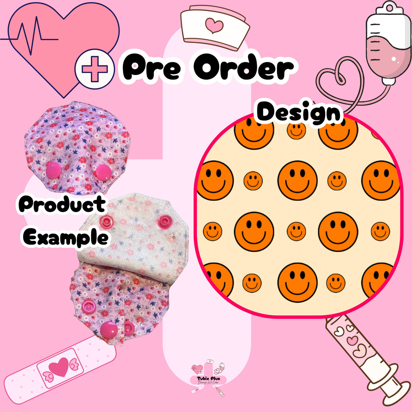 Orange Smiley Covered Tubie Pad