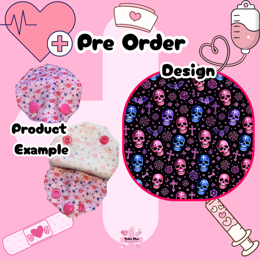 Pink & Blue Skulls Covered Tubie Pad