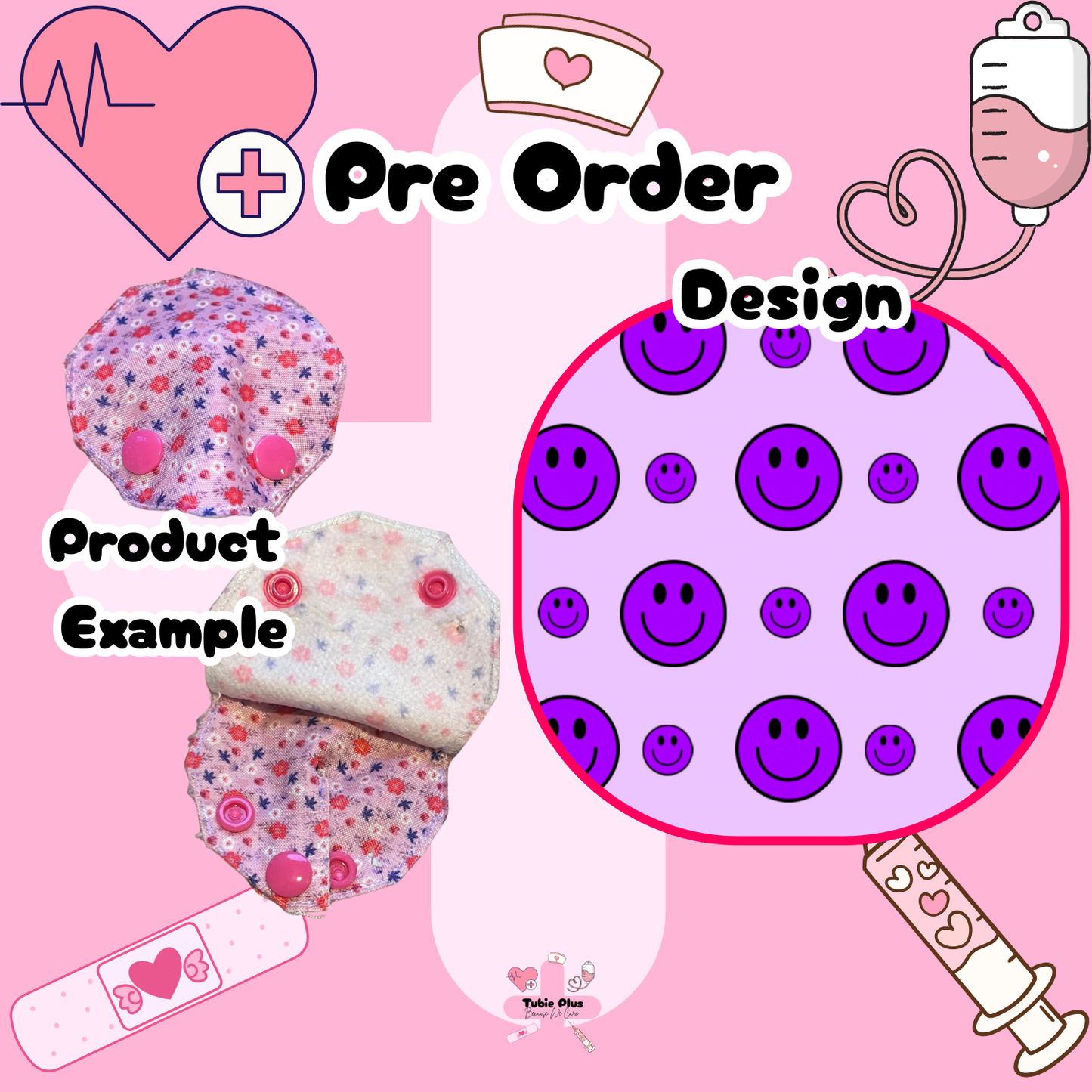 Purple Smiley Covered Tubie Pad