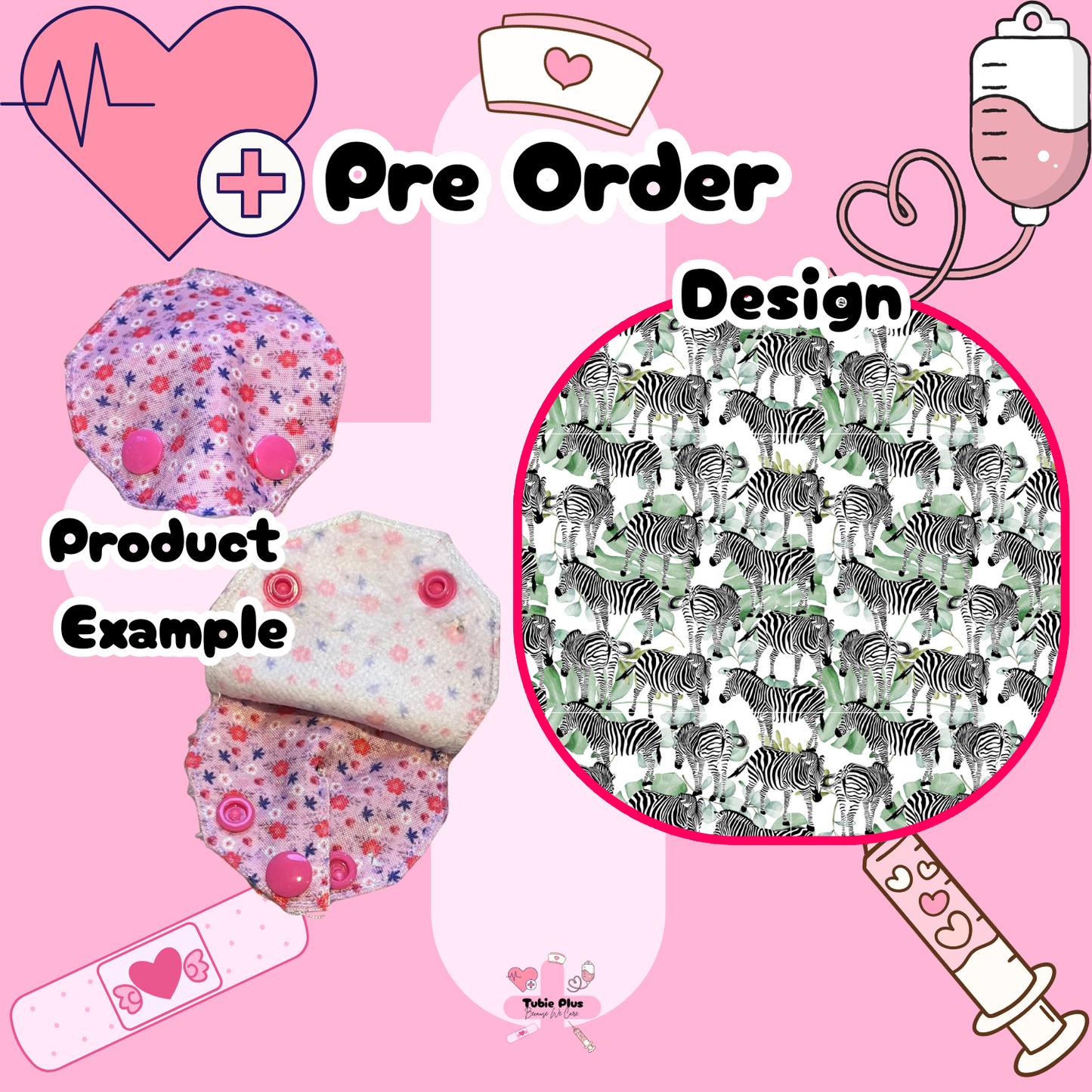 Zebra Jungle Print Covered Tubie Pad