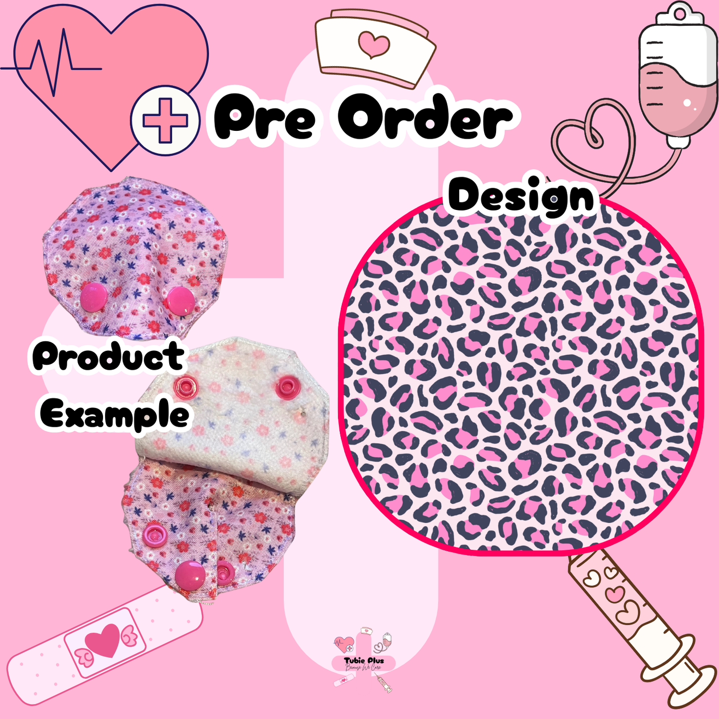 Pink Leopard Print Covered Tubie Pad
