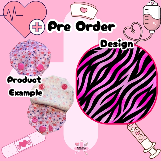 Airbrush Pink Zebra Print Covered Tubie Pad