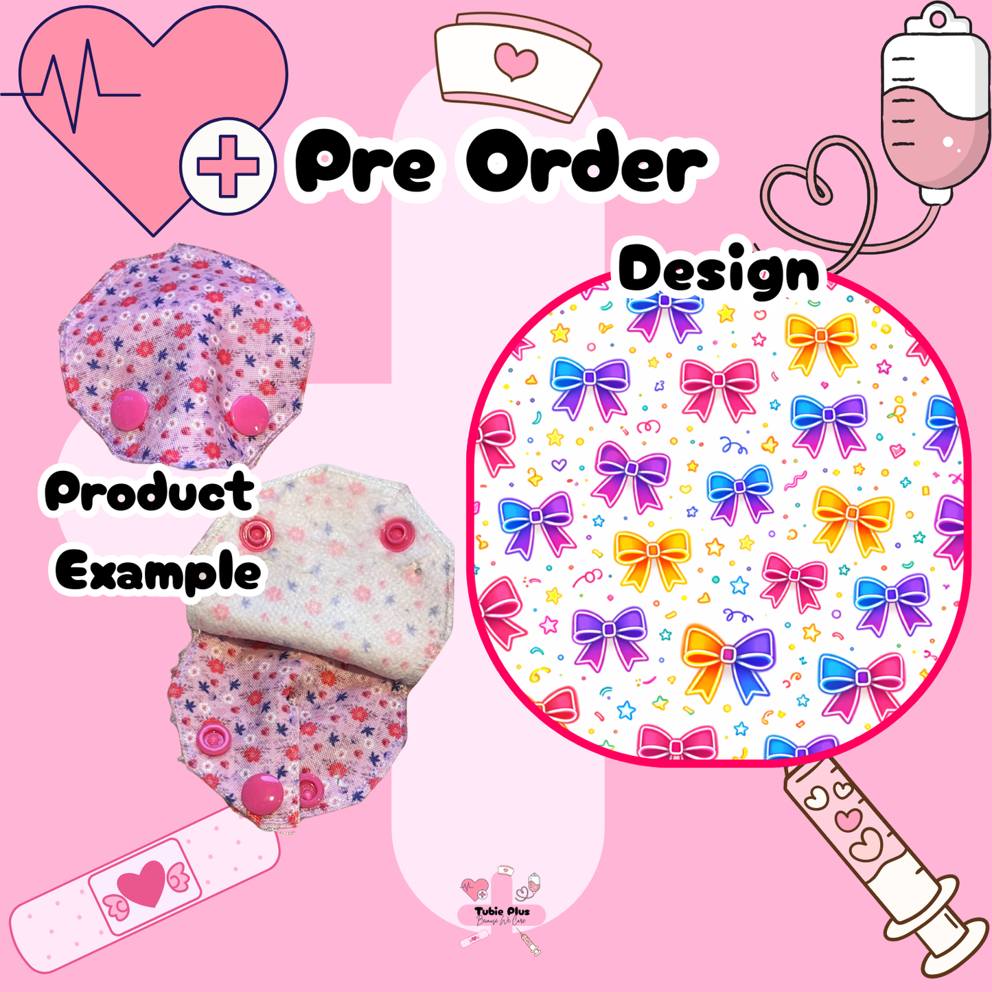 Neon Bow Covered Tubie Pad