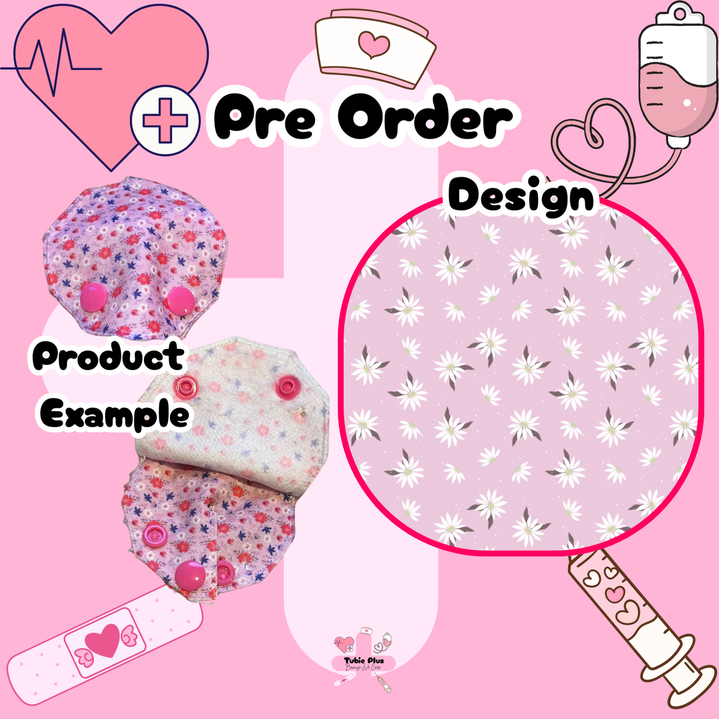 Pink Daisy Covered Tubie Pad