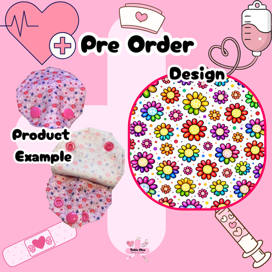 Rainbow Flower Covered Tubie Pad