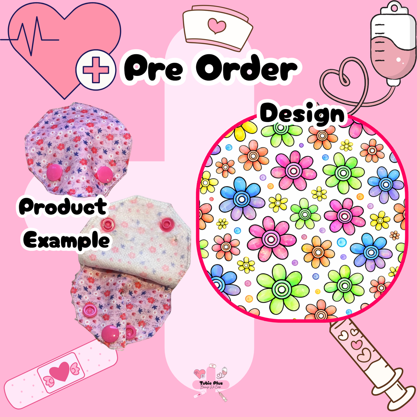 Colourful Spiral Daisy Covered Tubie Pad