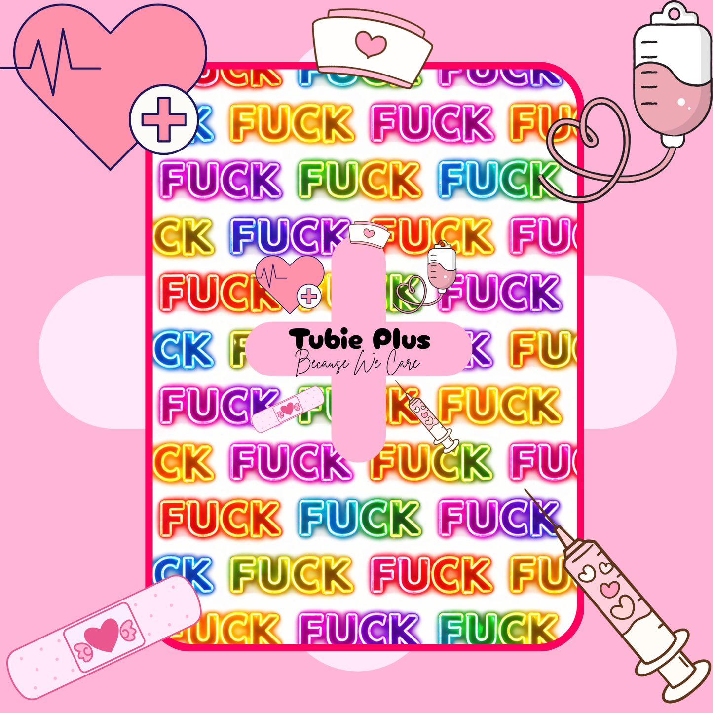 Neon F&@k White Tubie Scrunchie