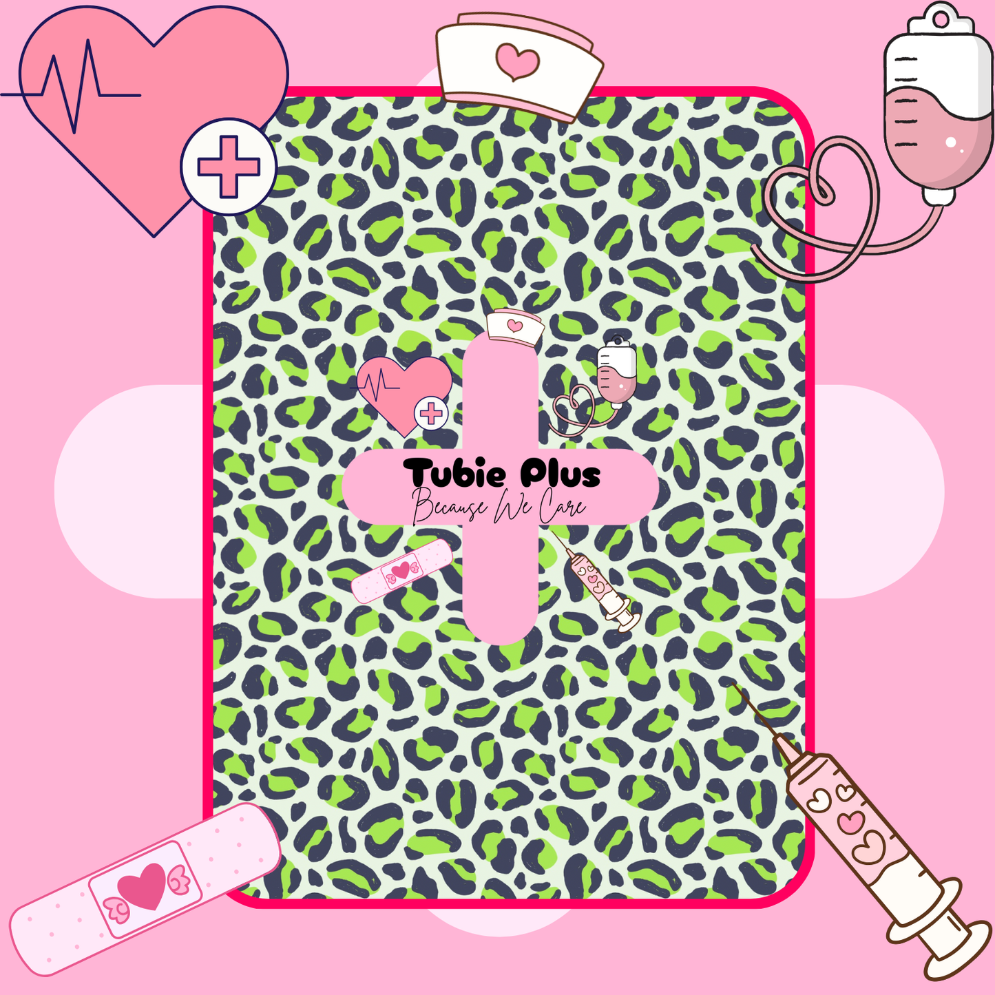 Green Leopard Print Tubie Scrunchie