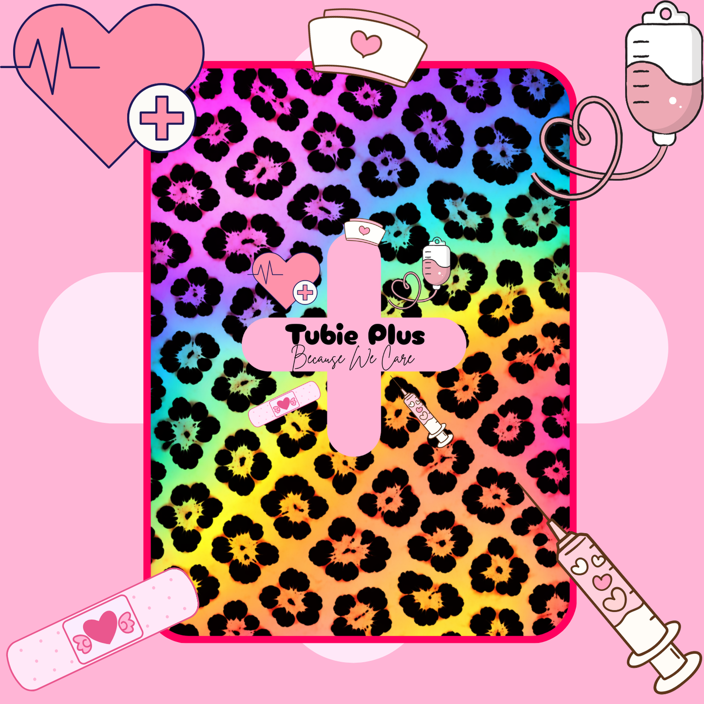 Airbrush Neon Leopard Print Tubie Scrunchie