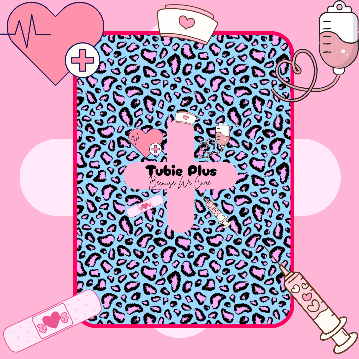 Leopard Pink Print Tubie Scrunchie