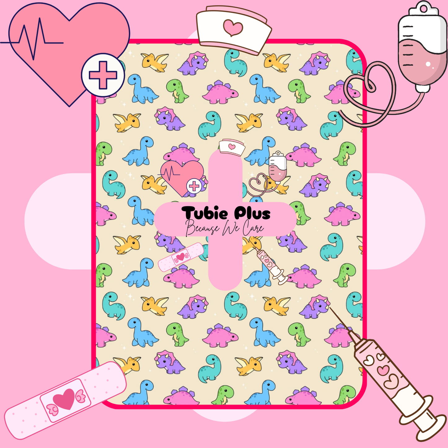 Pastel Dinosaur Tubie Scrunchie