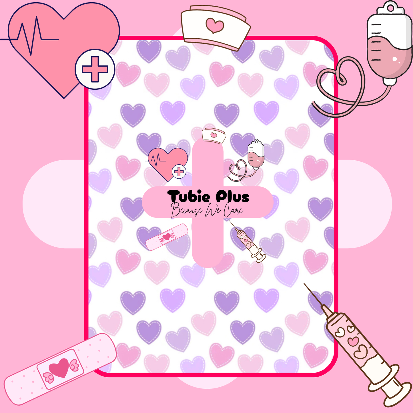 Pink & Purple Hearts Tubie Scrunchie