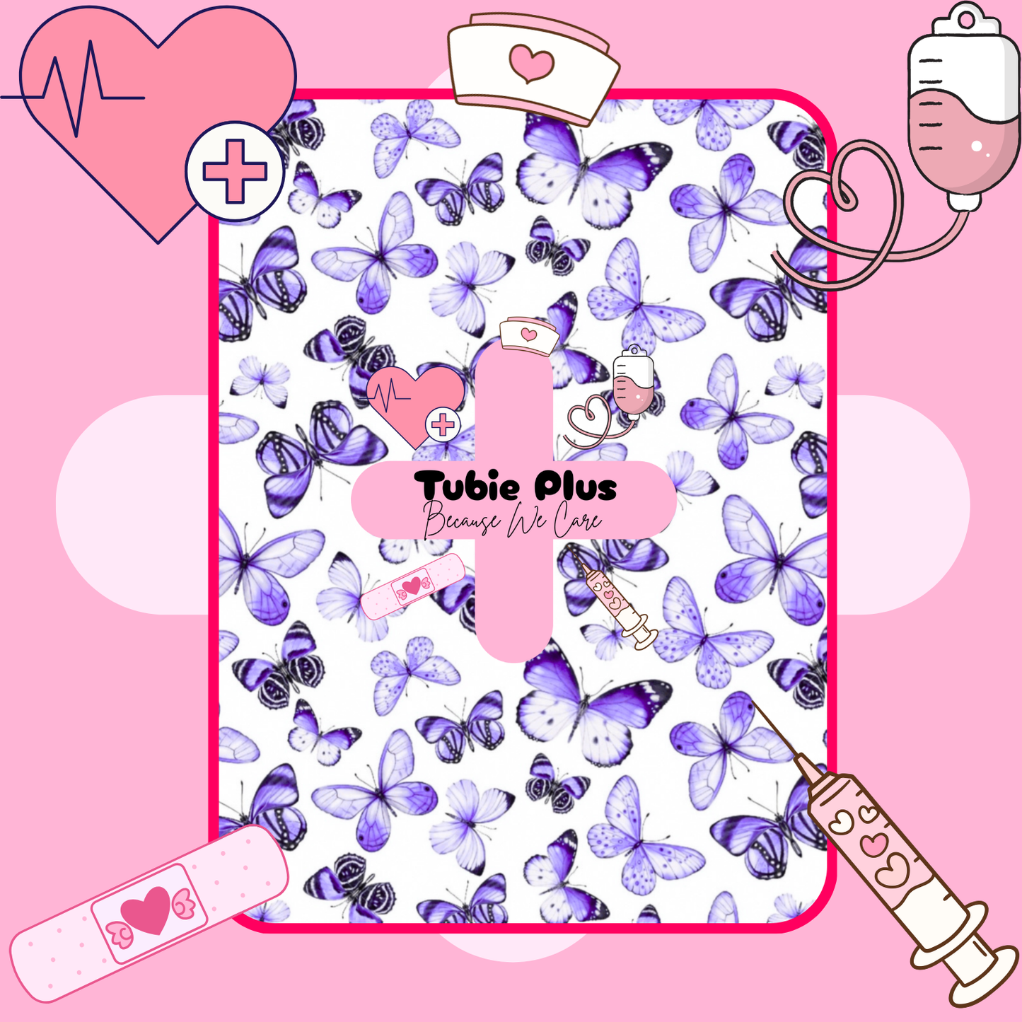 Purple Boho Butterfly 2 in 1 Syringe Roll & Med Mat