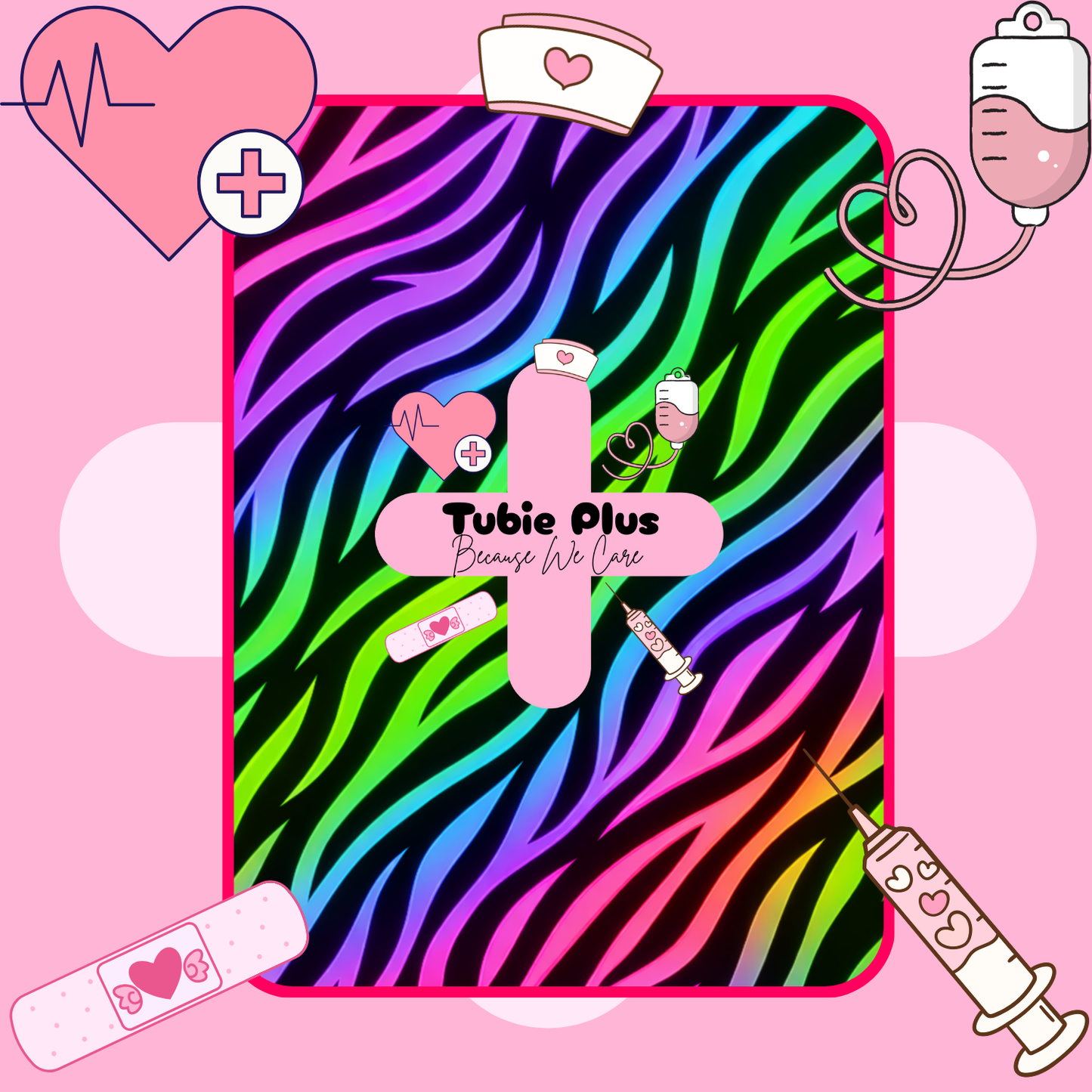 Airbrush Neon Zebra Print Tubie Scrunchie