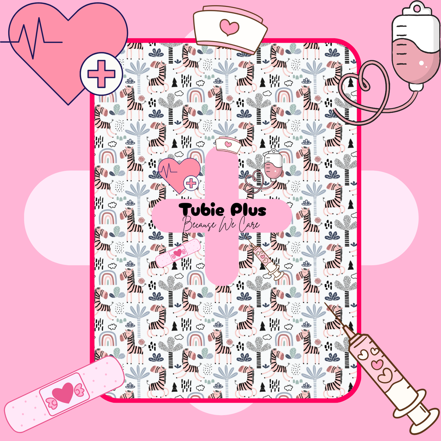 Pink Zebra Herd 2 in 1 Syringe Roll & Med Mat