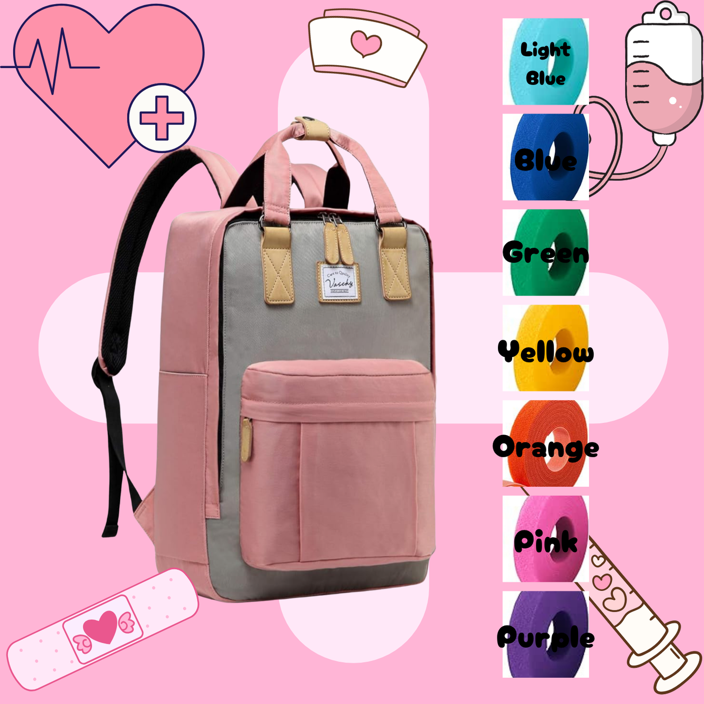 Pink & Grey Vintage Tube Backpack, Tubie Backpack, Adapted Backpack