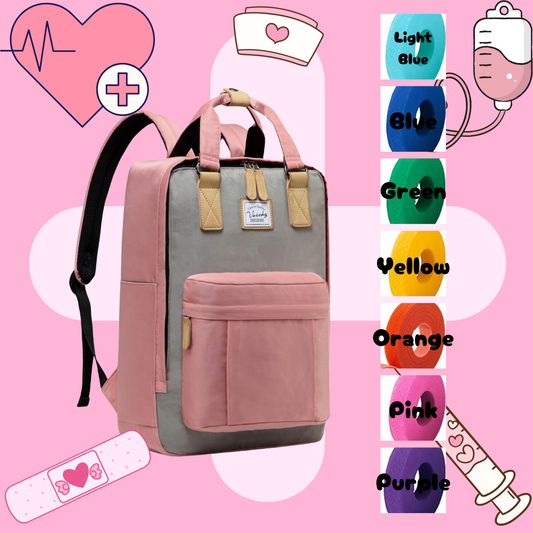 Pink & Grey Vintage Tube Backpack, Tubie Backpack, Adapted Backpack
