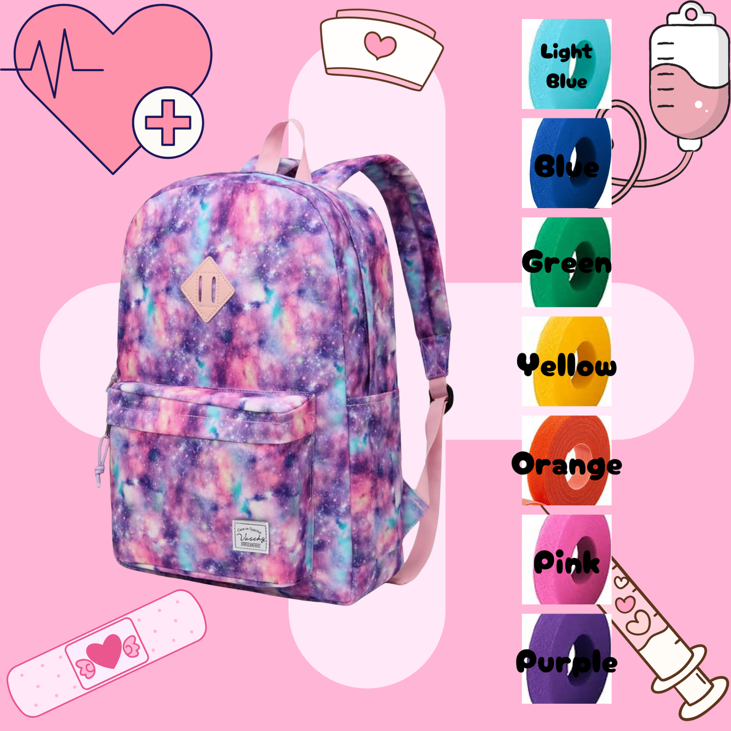 Pink Galaxy Tube Backpack, Tubie Backpack, Adapted Backpack