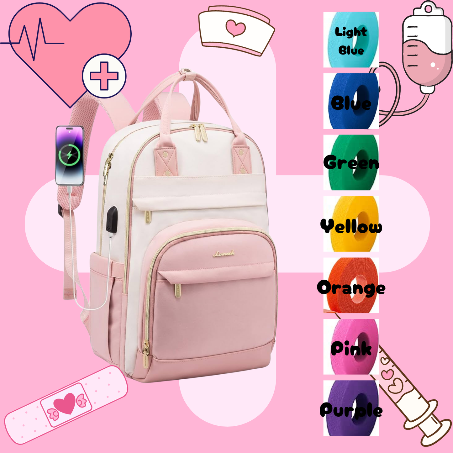 Pink & Beige Tube Backpack, Tubie Backpack, Adapted Backpack
