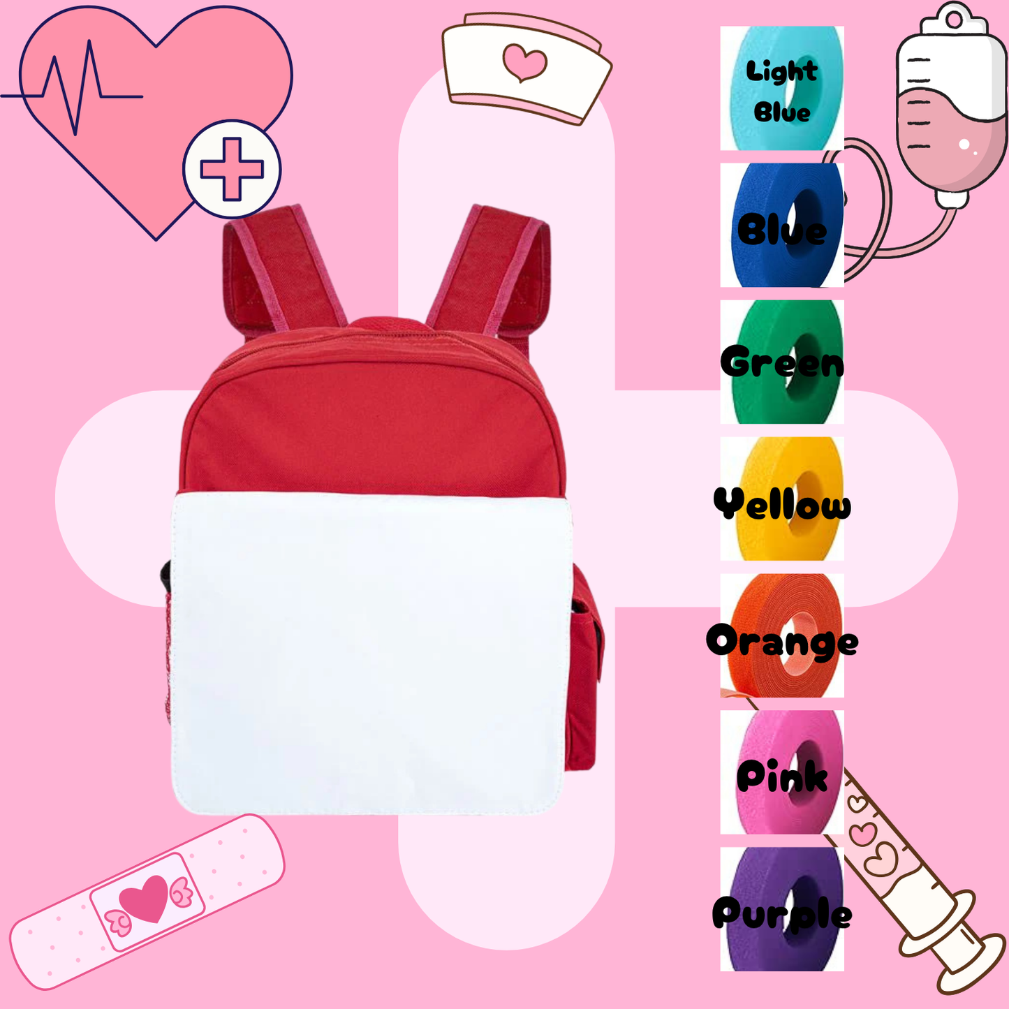 Personalised 500ml Red Tubie Backpack, Tubie Backpack, Adapted Backpack