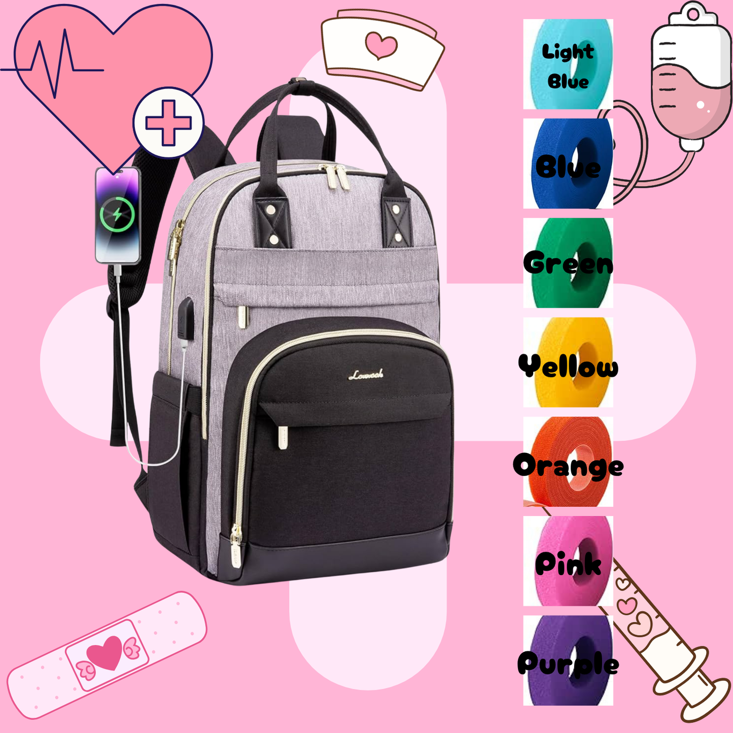 Grey & Black Tube Backpack, Tubie Backpack, Adapted Backpack