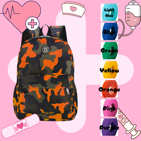 Orange Camo Tube Backpack, Tubie Backpack, Adapted Backpack