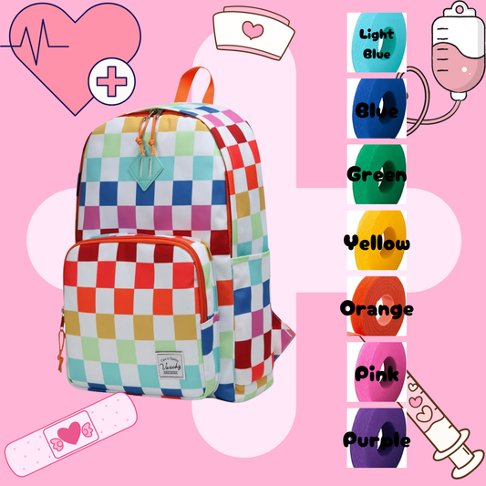 Colourful Check Tube Backpack, Tubie Backpack, Adapted Backpack