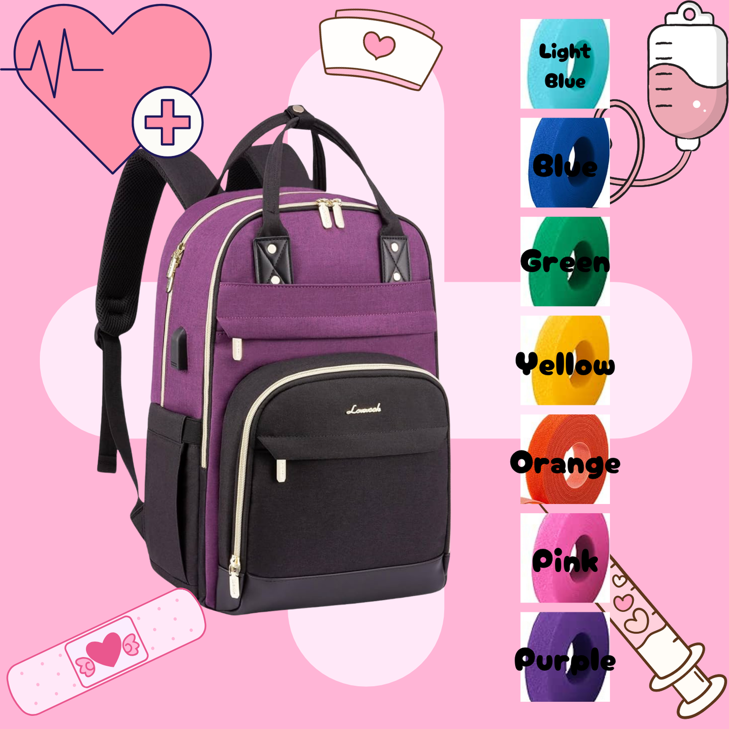 Purple & Black Tube Backpack, Tubie Backpack, Adapted Backpack